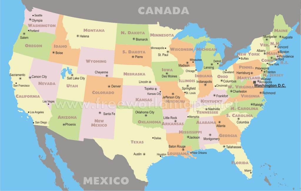 United States Map With Capitals And Major City Names