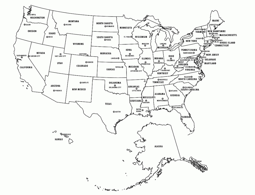 Usa Map States And Capitals Free Printable United States Map With