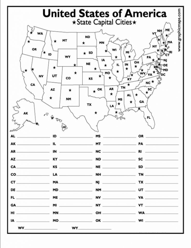 50 States Map Quiz Printable 4Th Grade Us State Map Quiz Printable