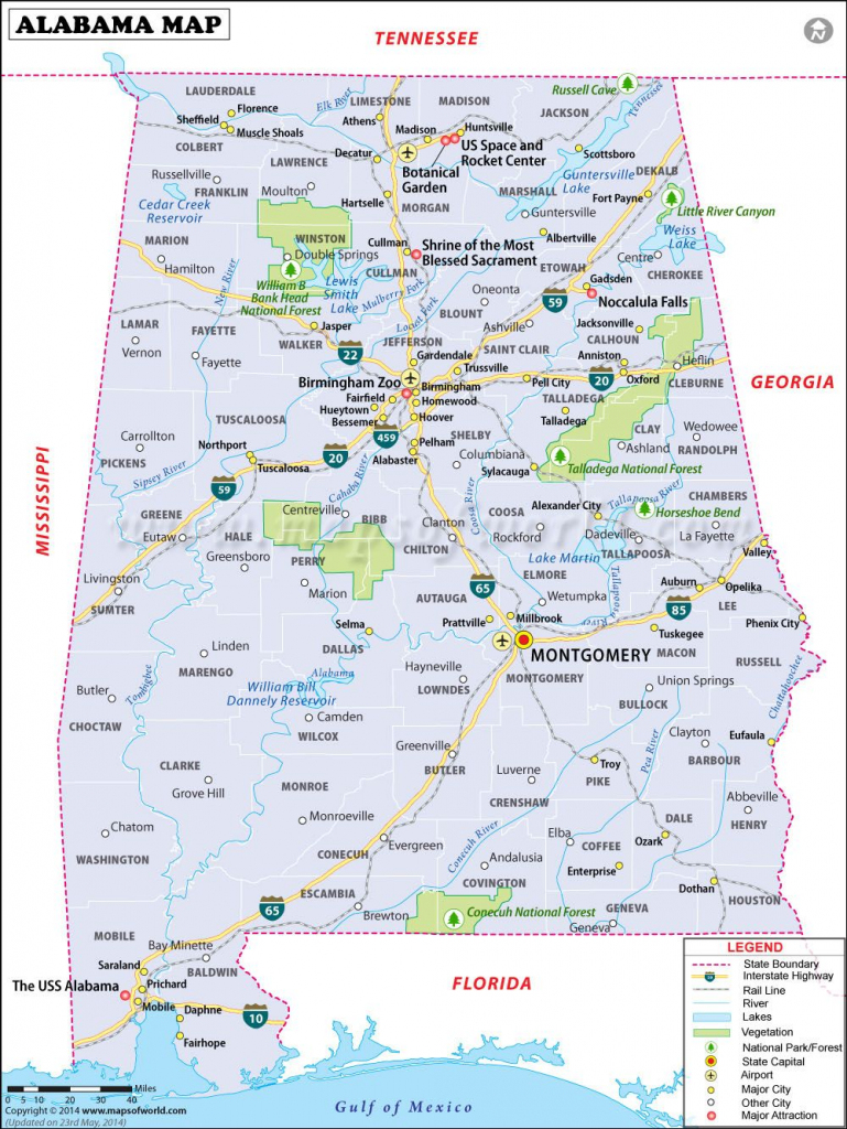 Alabama Map For Free Download. Printable Map Of Alabama, Known As | Printable A3 Map Of Usa