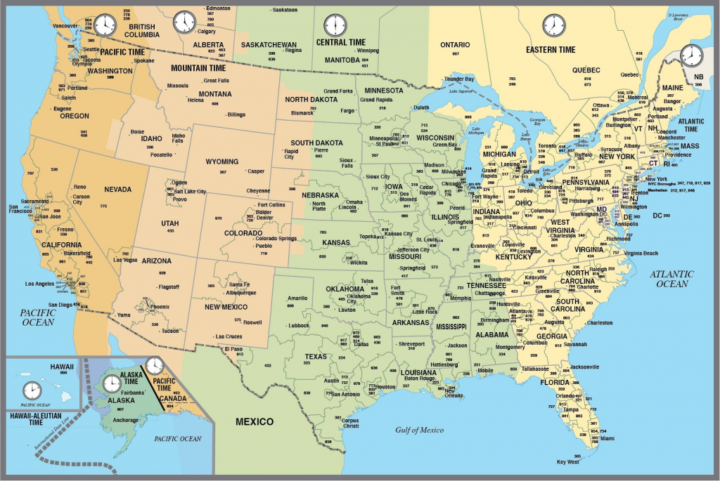 Area Code Map Of Us And Canada Mapareacodetimezones Fresh Area Codes | Us Area Code Map Printable