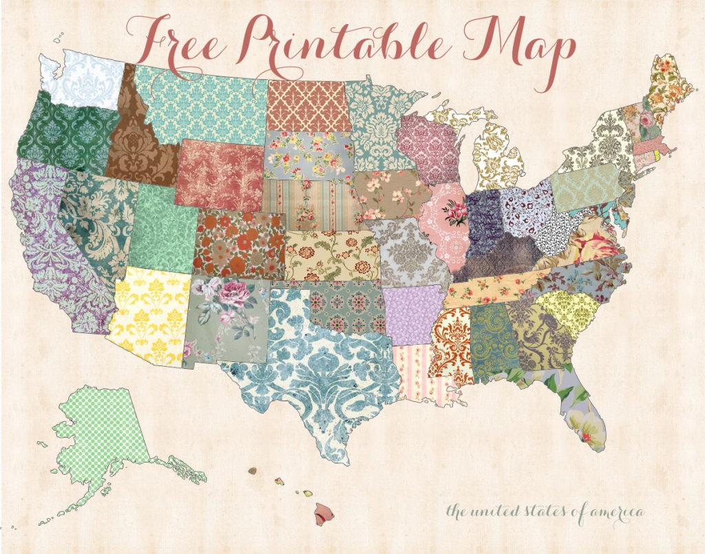 Becky, How Cute Is This Free Printable Map? I Thought Of You | Pretty Printable Us Map