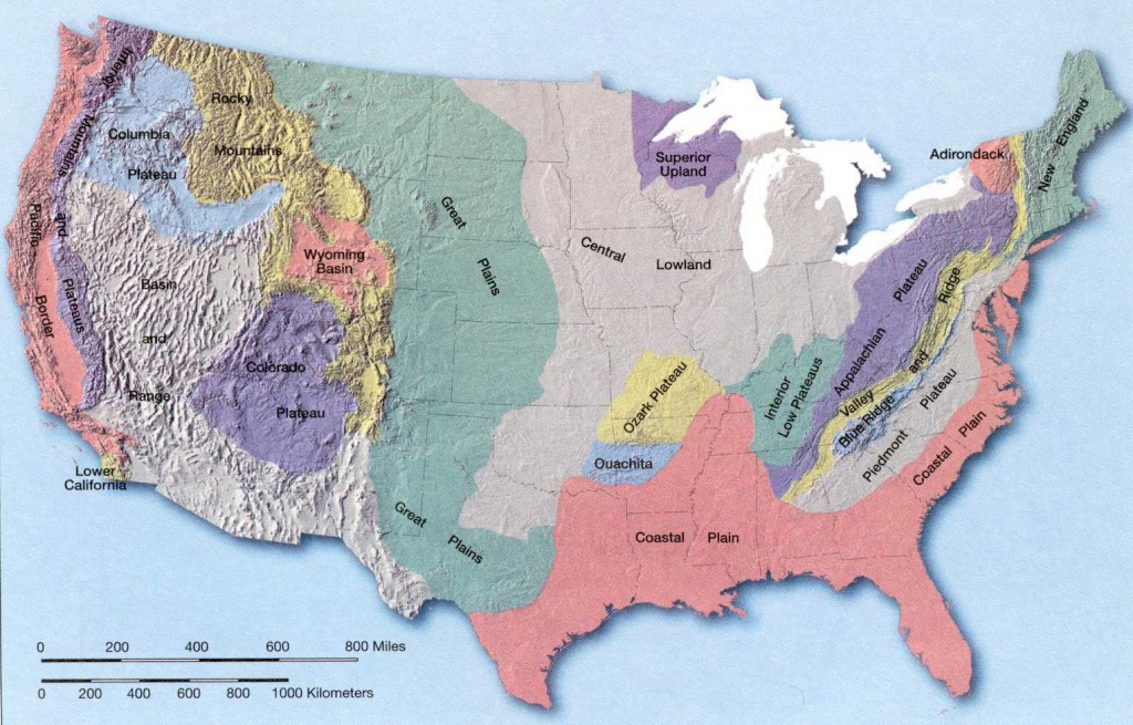 Blank Landform Map Of United States For Kids | Applied Coastal | Printable Landform Map Of The United States