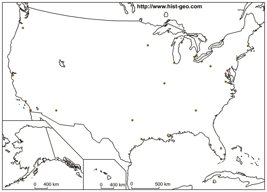 Blank Map Of American Cities (50 States) | Blank Us Map Black Borders