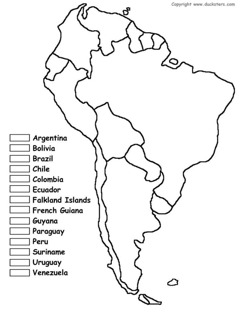 Blank Map Of South American Countries And Travel Information