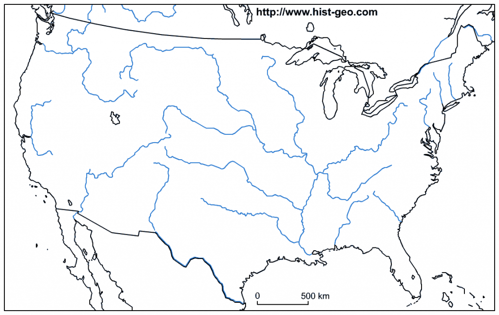 Blank Map Of The Main Rivers Of The Usa | Blank Us Map With Rivers