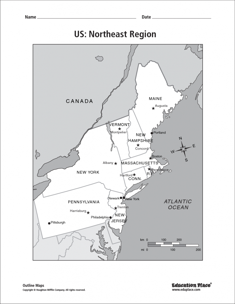 Blank Map Of The Northeast Region Of The United States And Travel | Printable Map Northeast Region Us