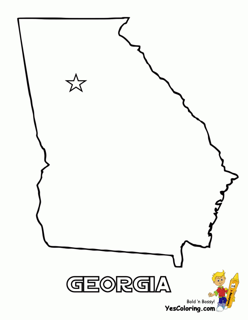 Blank Map Outline Georgia Coloring Page At Yescoloring. | Free Usa | Printable Map Of Georgia Usa