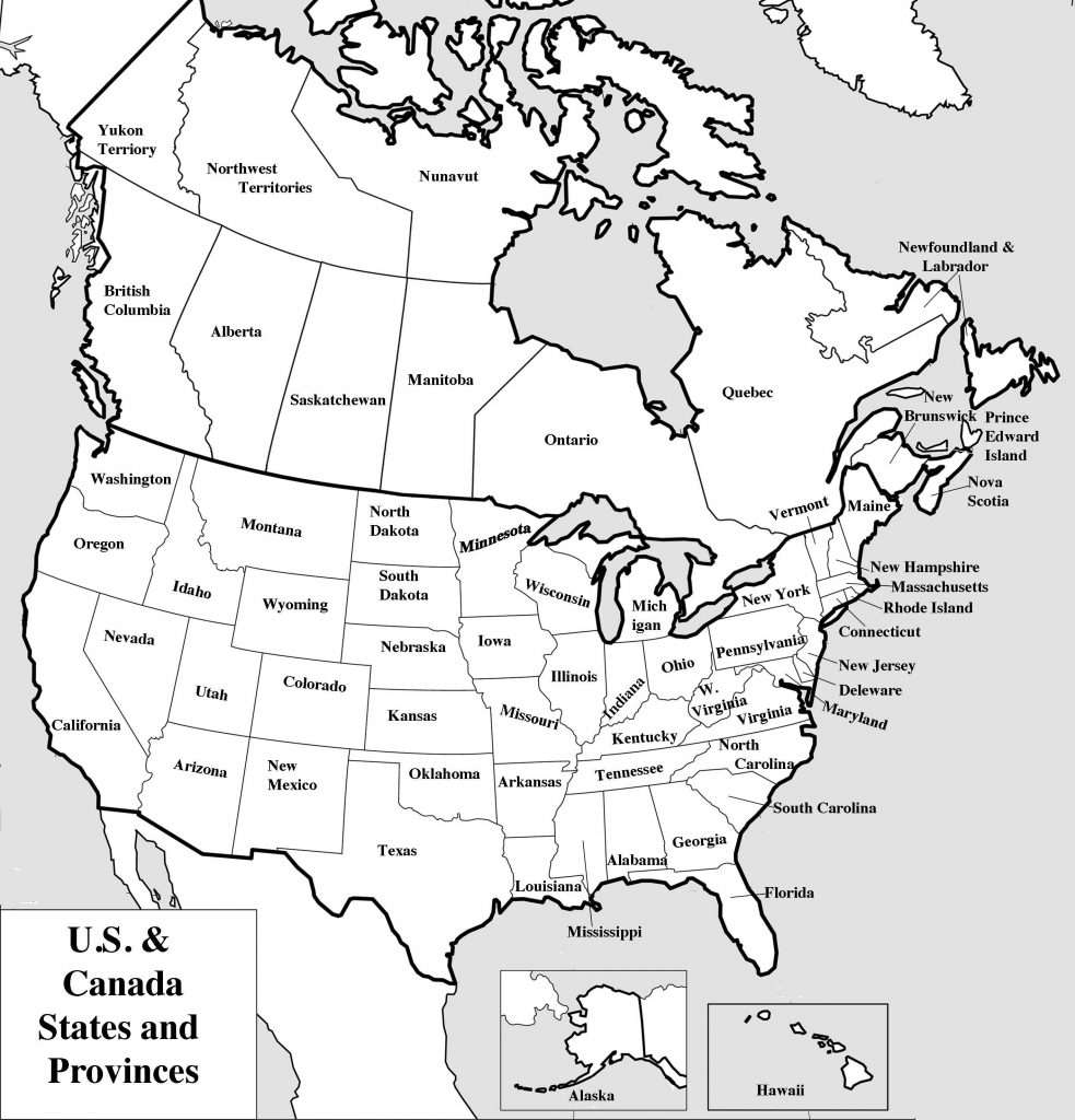Blank Map United States Printable Inspirationa Unlabeled Map The Printable Map Of The United States And Canada 983x1024 