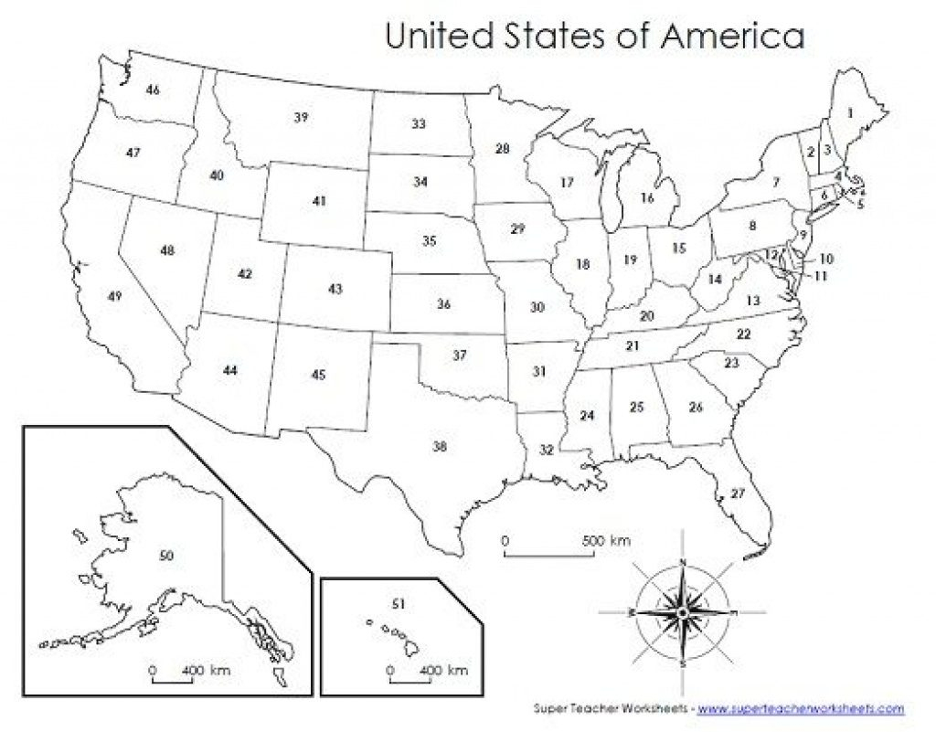 Blank State Map Worksheet | Printable Map | United States Map Printable Worksheet