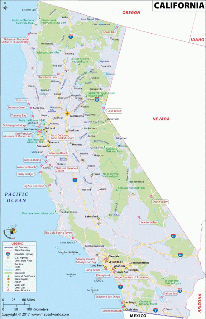 California Map | Map Of Ca, Us | Information And Facts Of California | Printable Map Of West Coast Usa