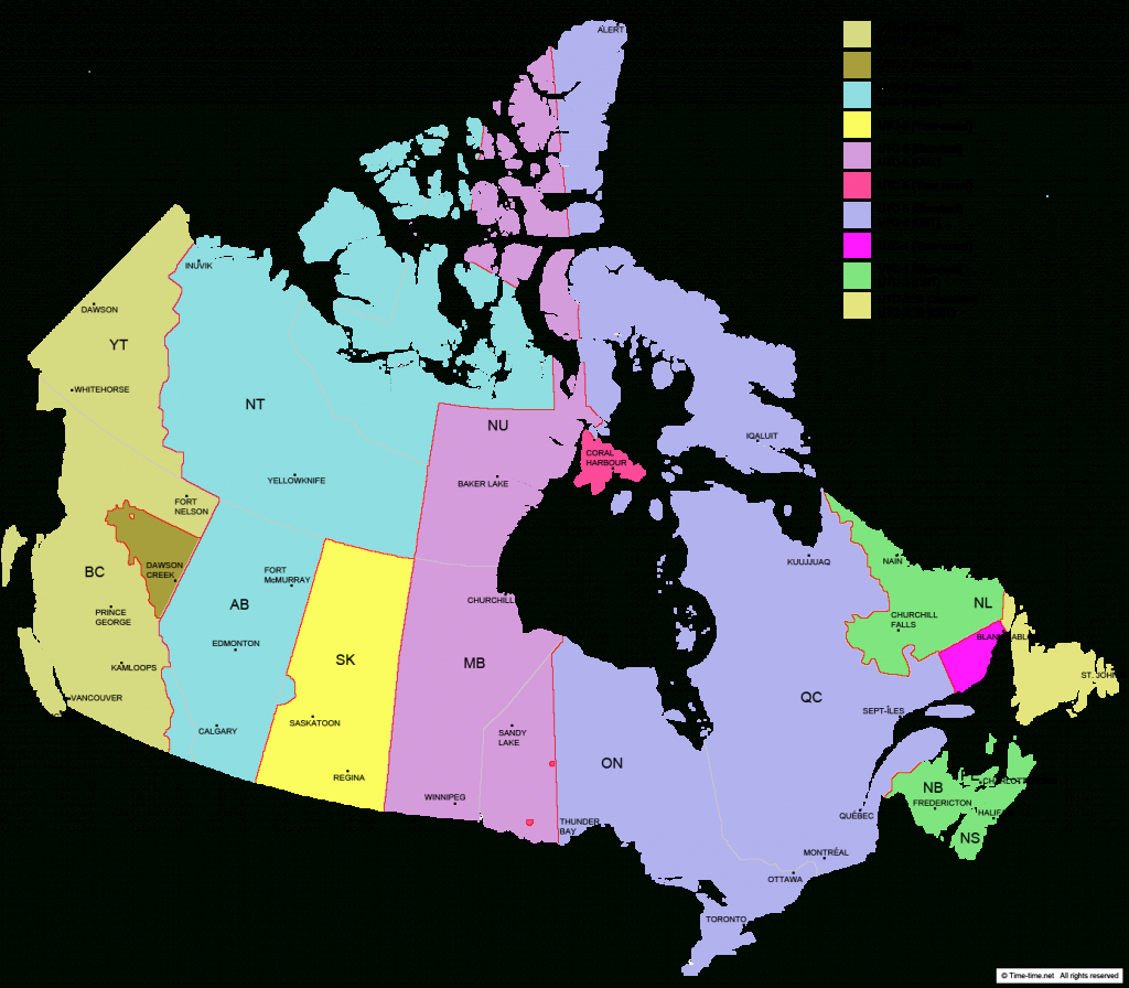 Canada Time Zone Map - With Provinces - With Cities - With Clock | Printable Us Map With Cities And Time Zones
