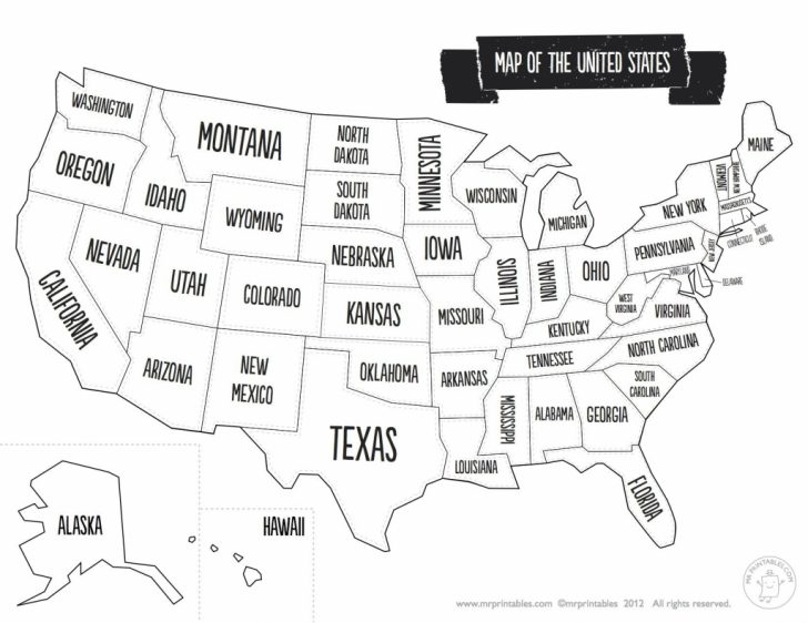 Printable Map Of The United States Black And White