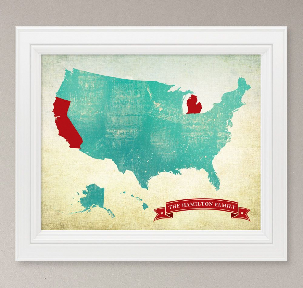 Customized Us Map Art Print / United States Map / 8X10 | 8X10 Printable Us Map