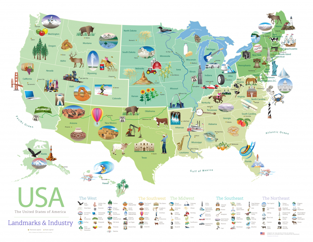 Download This Free Poster Of Famous U.s. Landmarks | Shareamerica | Blank Us Map Poster