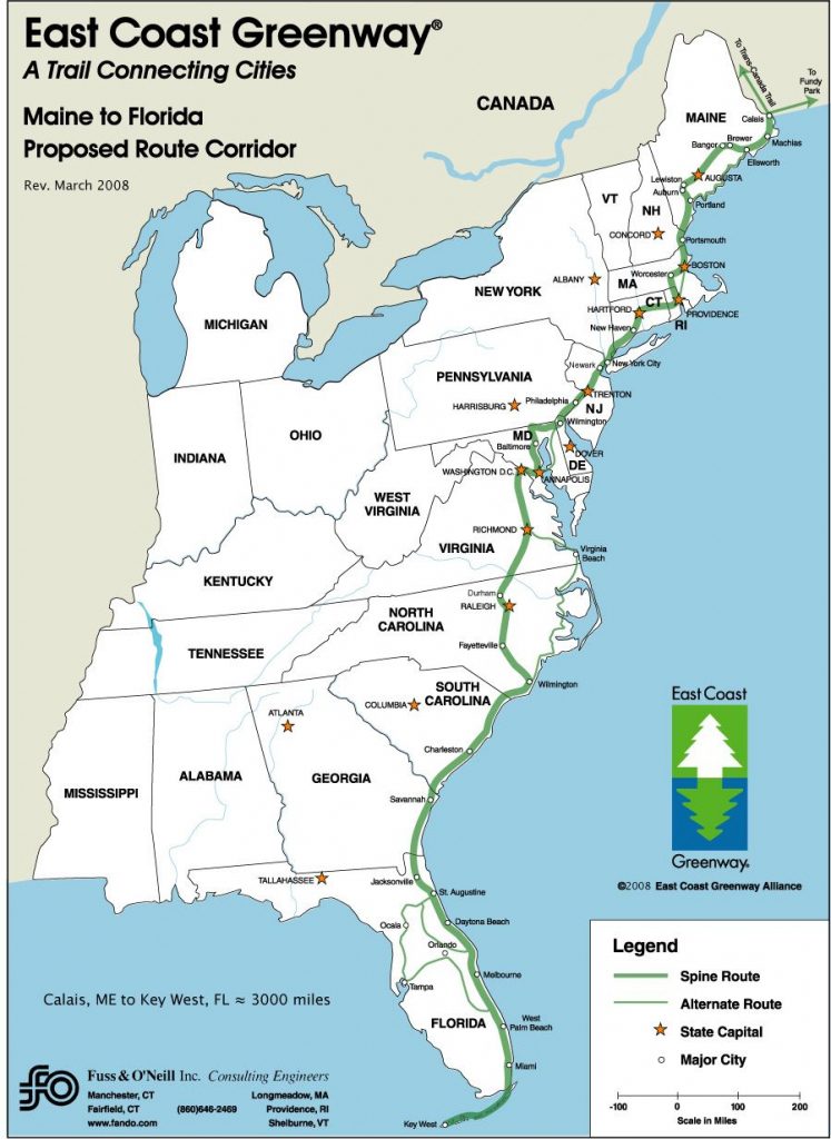 Printable Map Of East Coast Usa