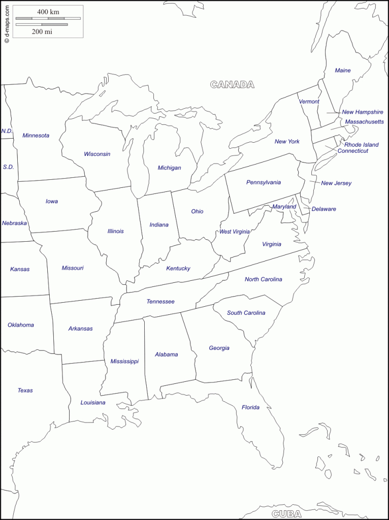 East Coast Of The United States : Free Map, Free Blank Map, Free | Free Printable Map Of Eastern Us