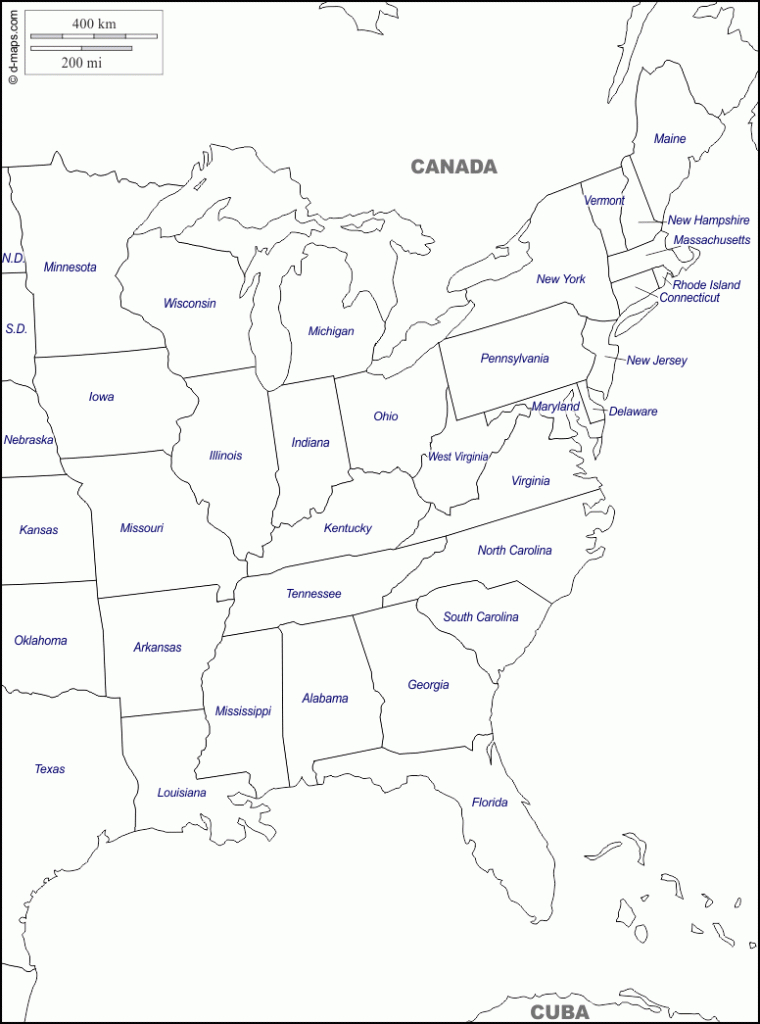 East Coast Of The United States Free Map, Free Blank Map, Free | Printable Blank Map Of Eastern United States