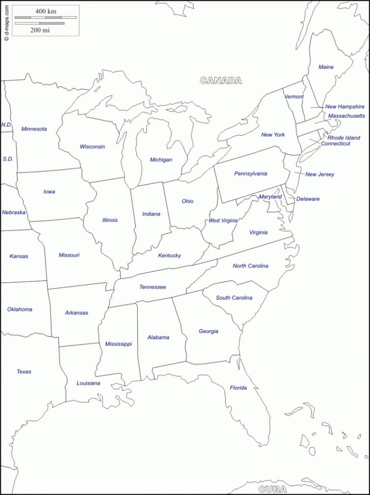 Printable Blank Map Of Eastern United States