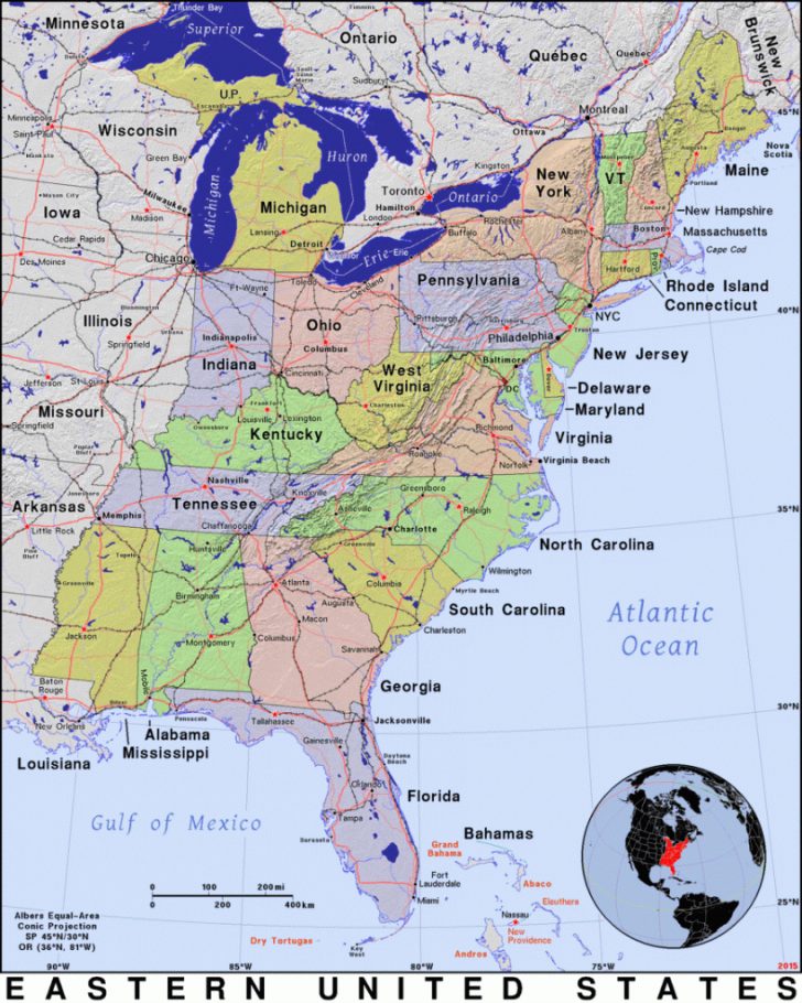 Printable Map Of Eastern Usa