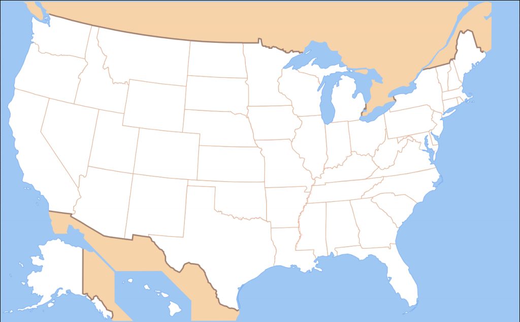 Us Map Without State Names Printable Map Map Of The United States
