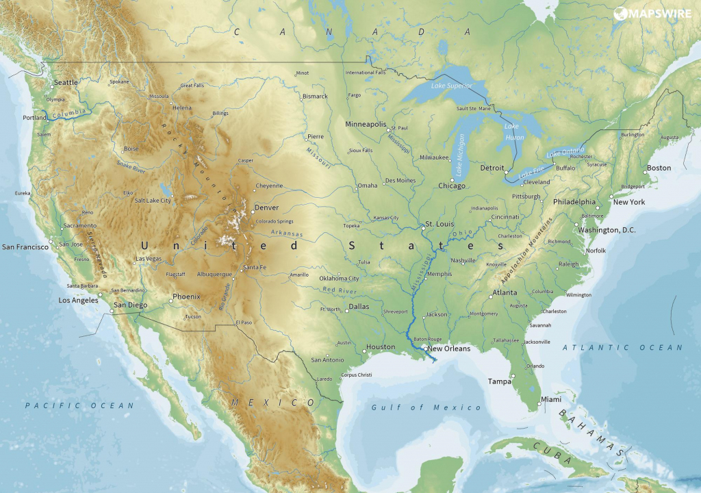 Free Maps Of The United States – Mapswire | Free Printable Physical Map Of The United States