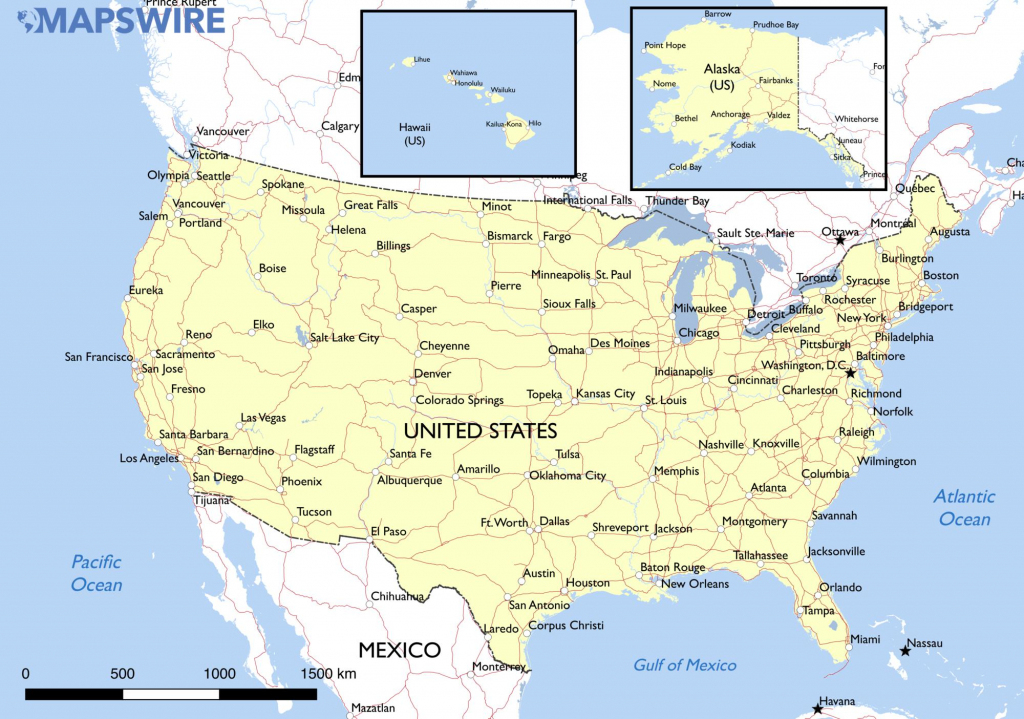 Free Maps Of The United States – Mapswire | Printable Map Of Usa With Cities And States
