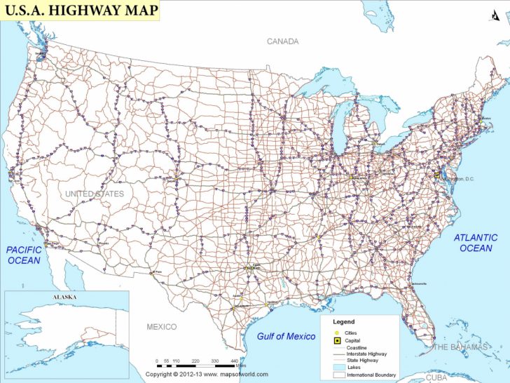 Free Printable United States Road Map