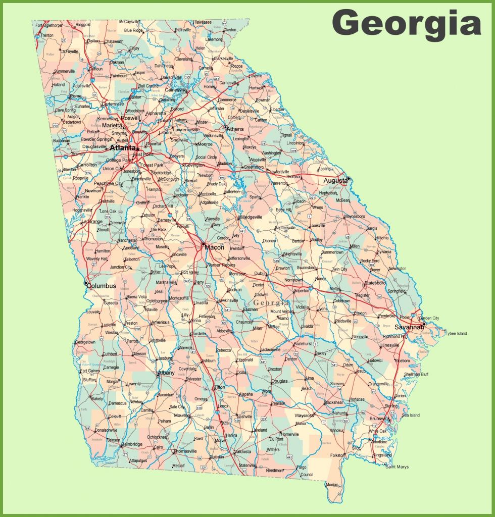 Free Printable Us Highway Map Usa Road Map Unique Georgia Road Map | Free Printable Map Of Georgia Usa