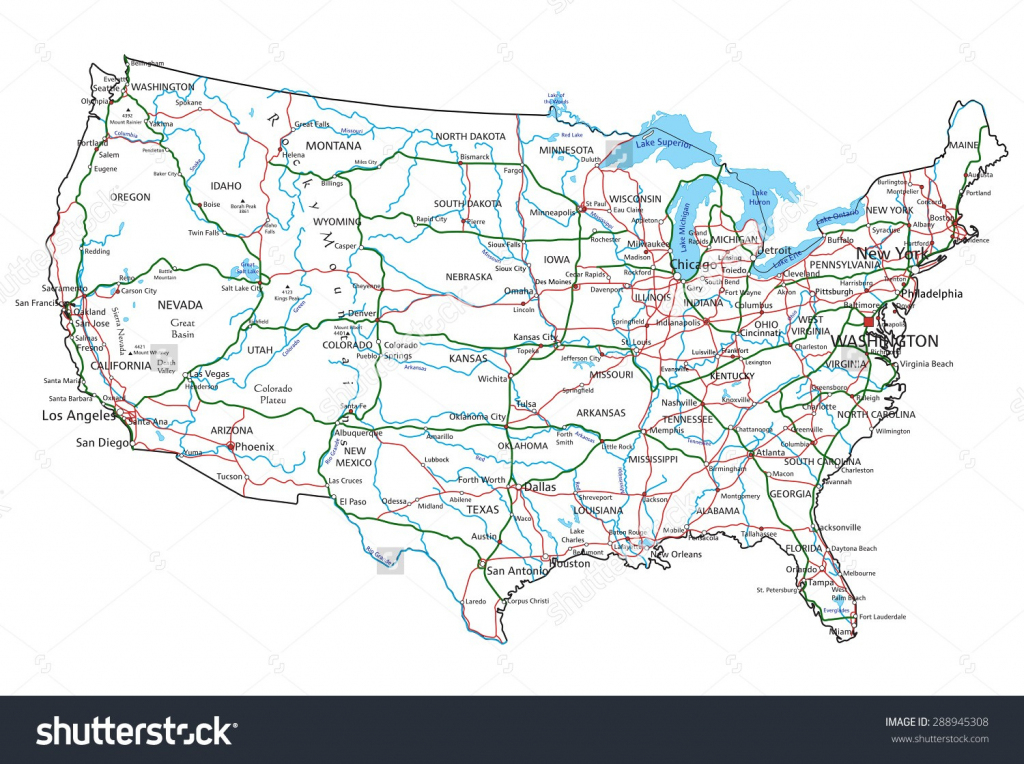 Free Printable Us Highway Map Usa Road Vector For With Random Roads | Printable Detailed Map Of The United States