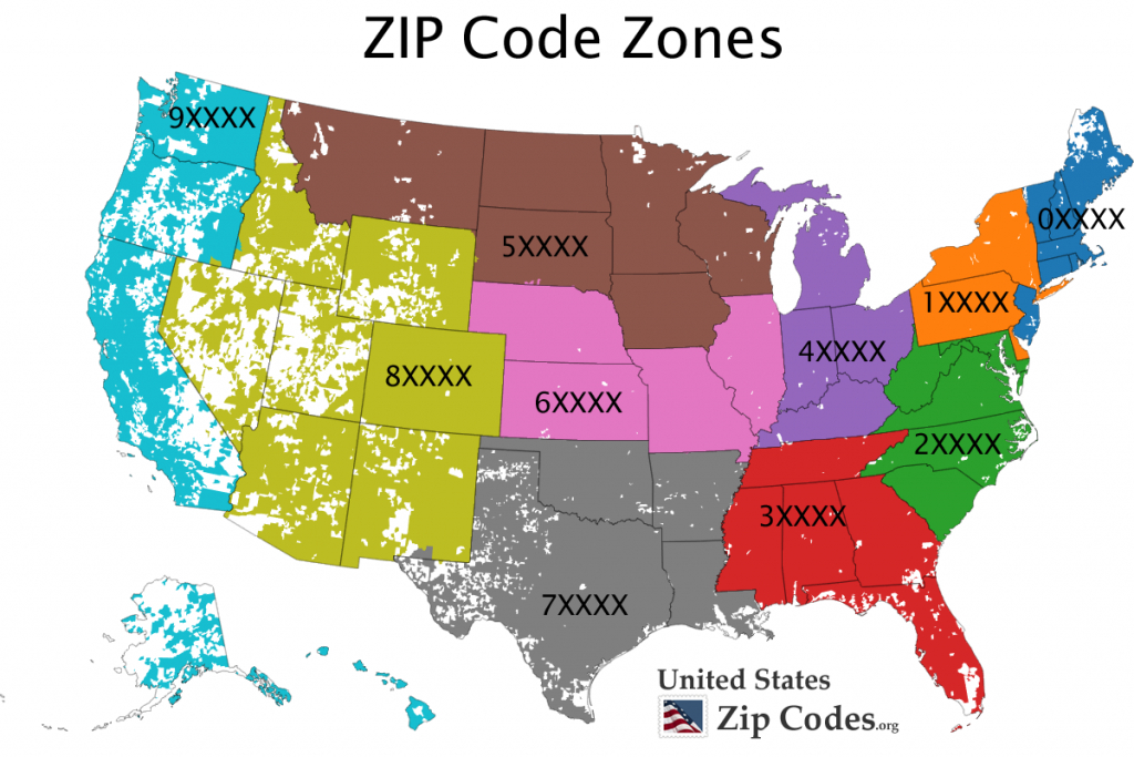 Us States And Their Zip Codes