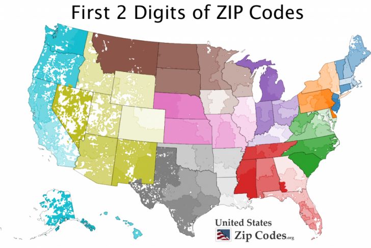Printable United States Zip Code Map