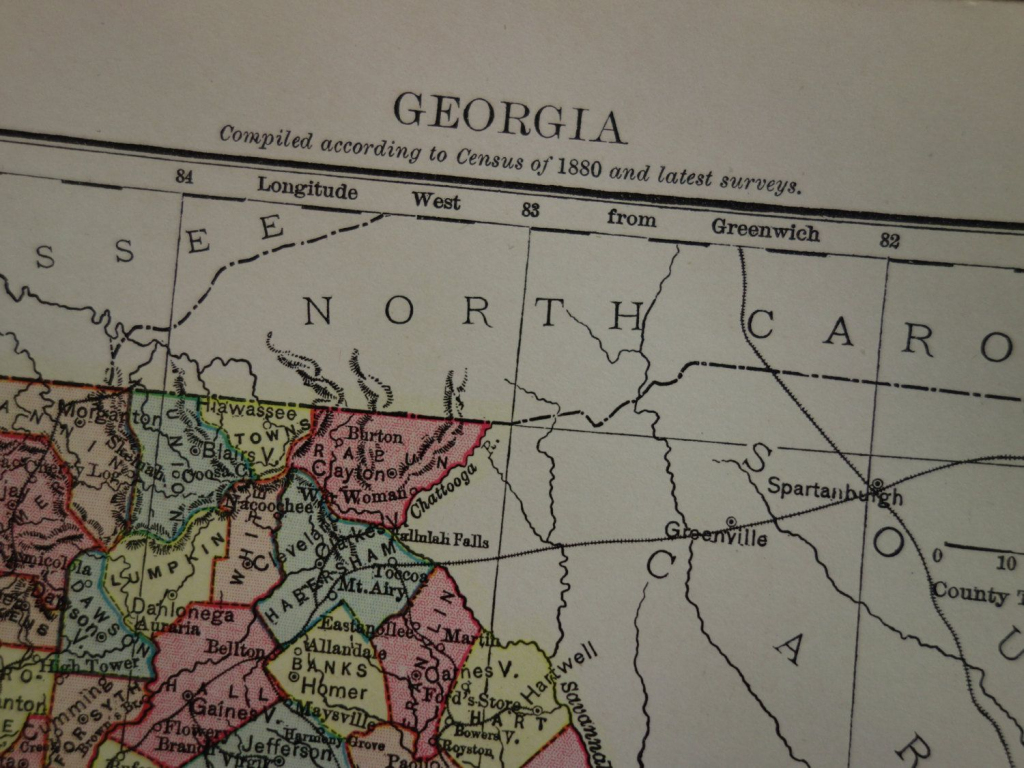 Georgia Antique Map Of Georgia State Us - Beautiful Original 1880 | 8X11 Printable Us Map