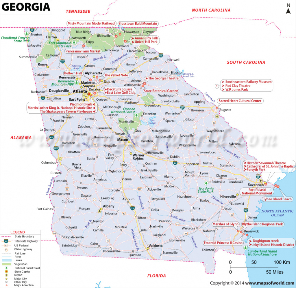 Georgia Map, Map Of Georgia (U.s. State) | Free Printable Map Of Georgia Usa