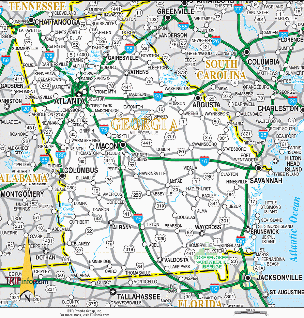 Georgia Road Map | Printable Road Map Of Georgia Usa