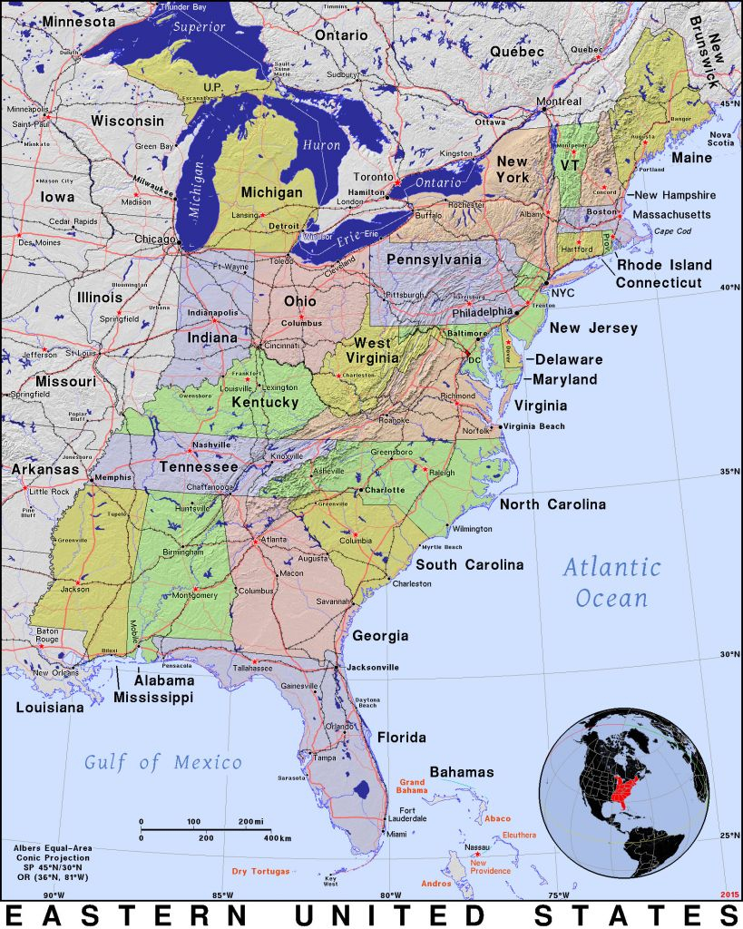 Printable Map Of Usa East Coast - Printable US Maps