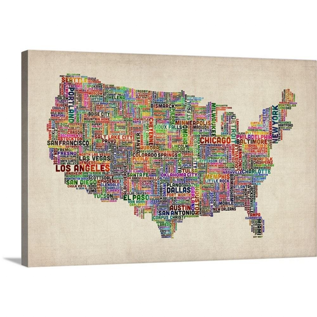 Great Big Canvas &amp;quot;united States Cities Text Map, Black And White&amp;quot; | Printable Map Of Usa Jigsaw Puzzle