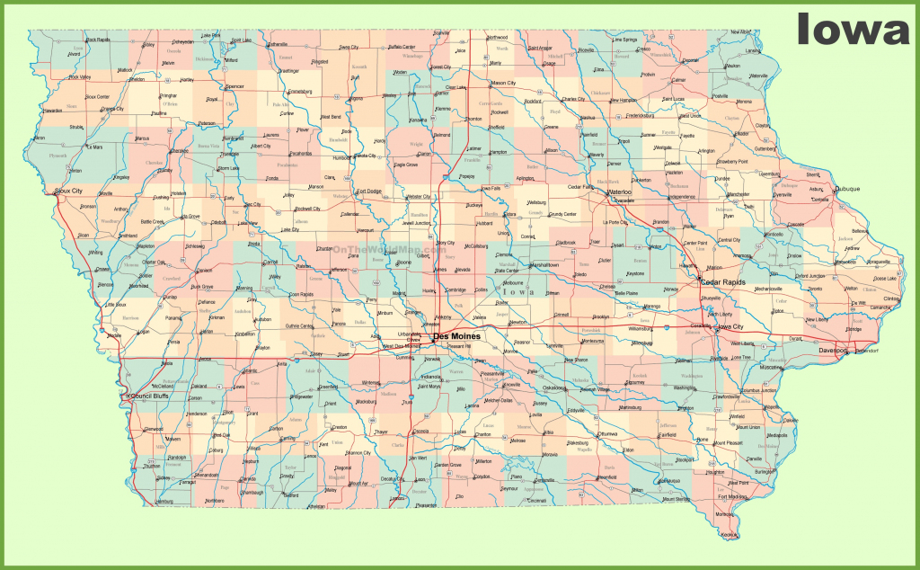 Large Detailed Map Of Iowa With Cities And Towns | Printable Map Of Central Usa