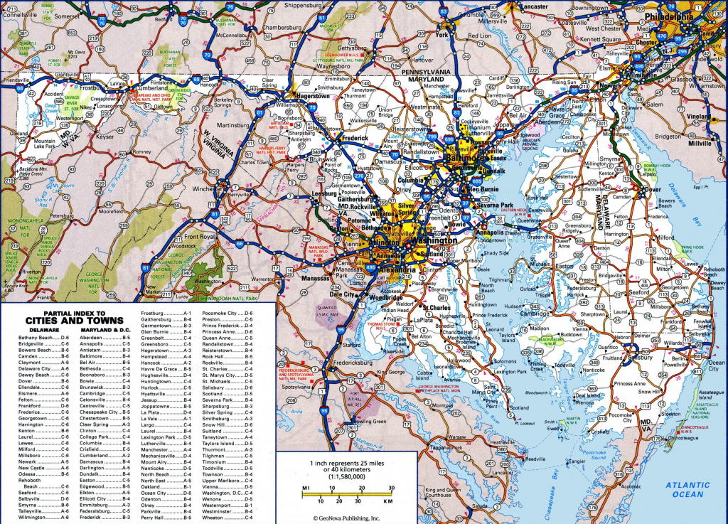 Large Detailed Map Of Maryland With Cities And Towns | Large Printable Road Map Of The United States
