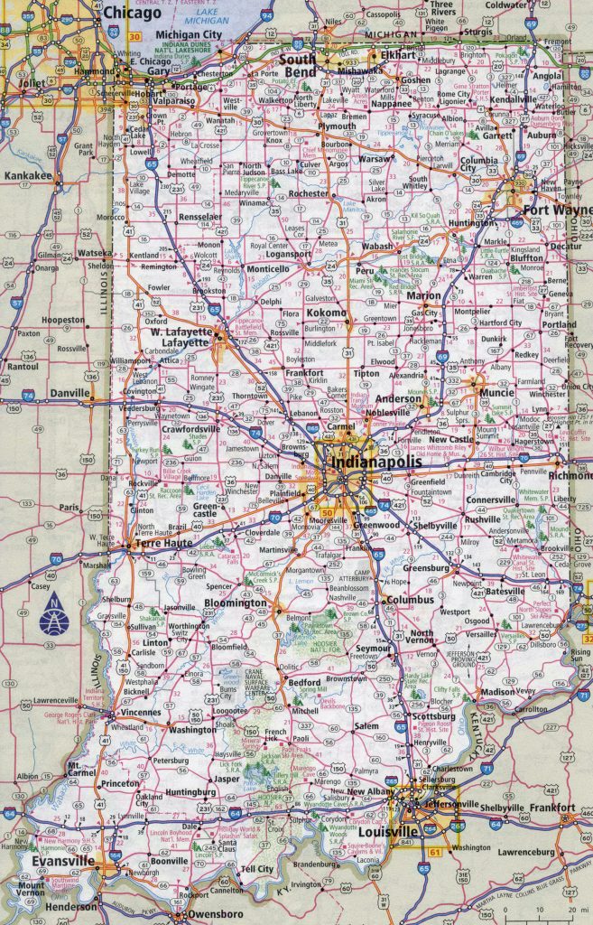 Large Detailed Roads And Highways Map Of Indiana State With All | Large ...