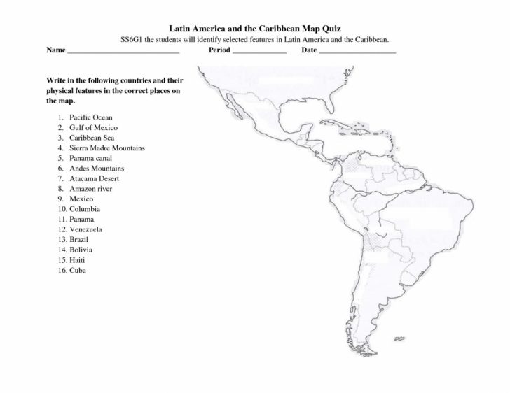 Printable South America Map Quiz