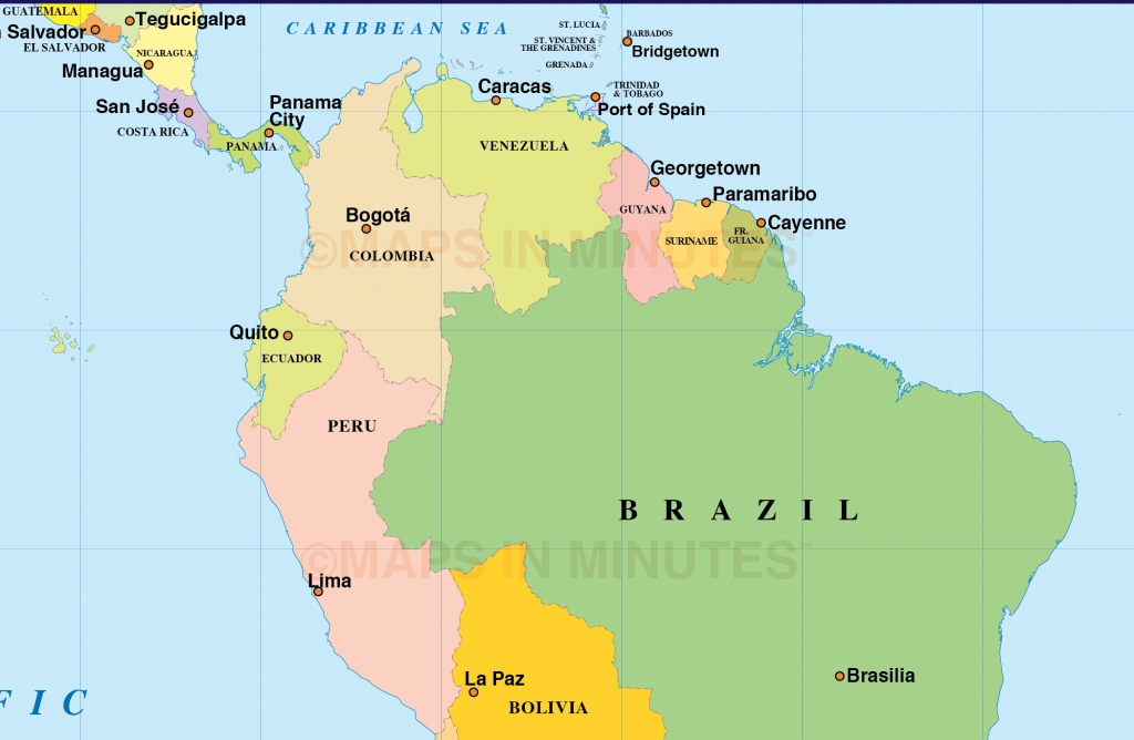 A Printable Map Of South America Labeled With The Names Each Outline 