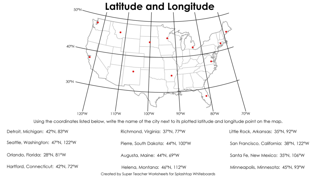 Latitude And Longitude Us Map | Us Map With Latitude And Longitude Printable