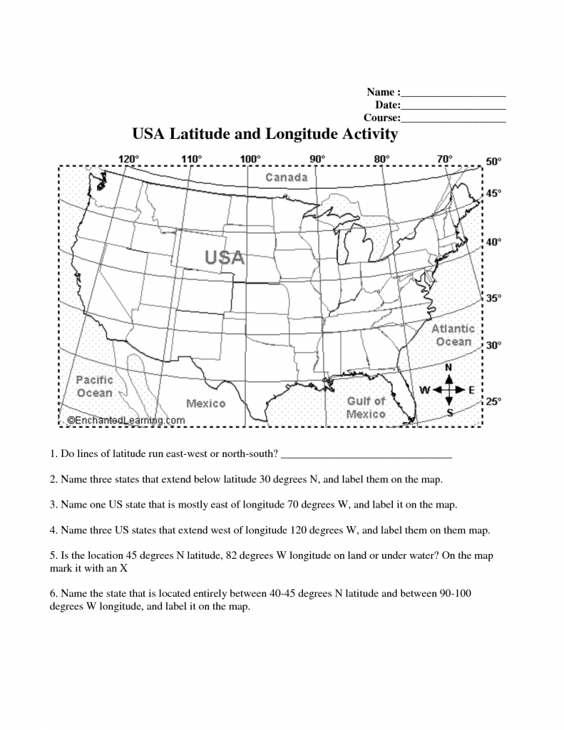 Longitude And Latitude Printable Worksheet | Latitude-And-Longitude | Us Map With Latitude And Longitude Printable