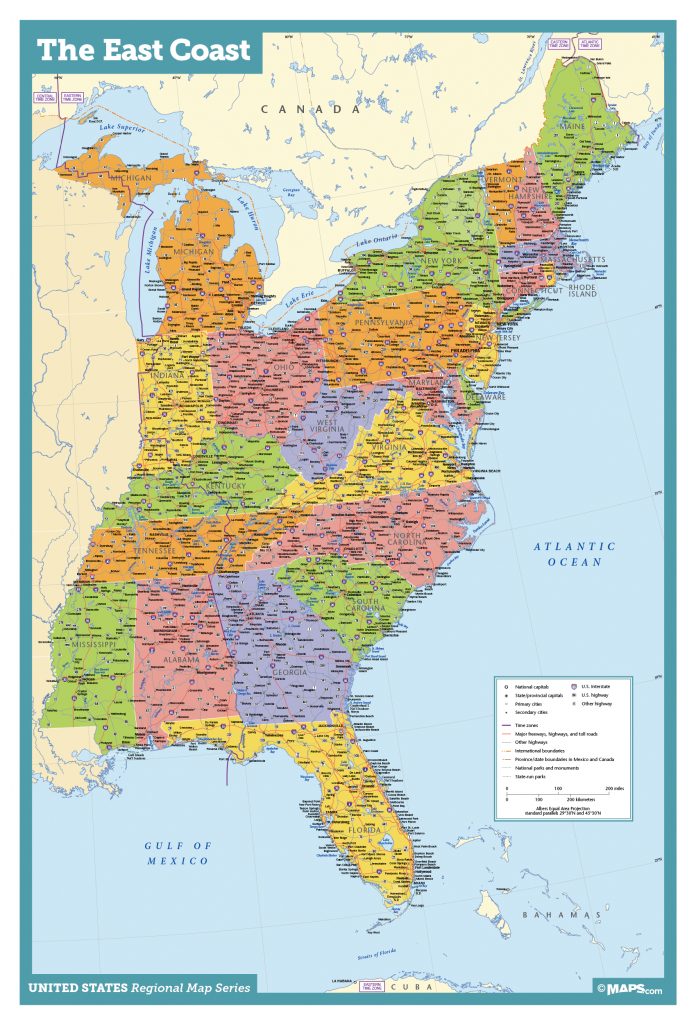 Map Of East Coast Usa States With Cities Map United States Printable | Printable Eastern Us Map