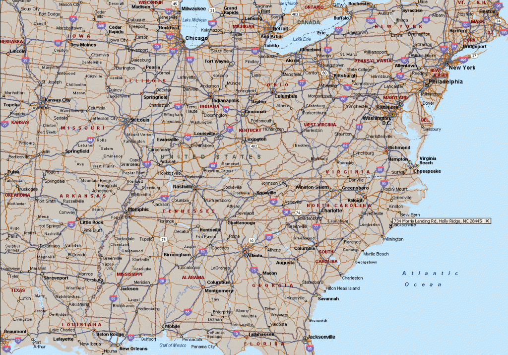 Map Of Eastern United States Printable Interstates Highways Weather | Printable Road Map Of Southeast United States