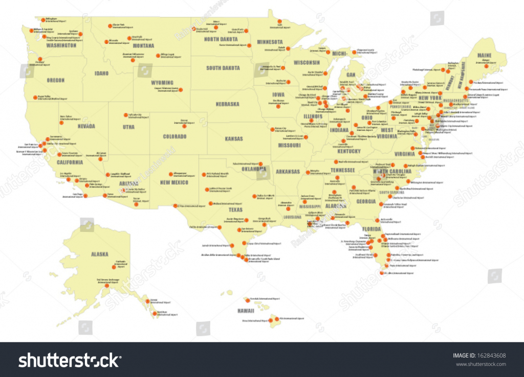 Map Of Major Airports In Us Showing Stock Vector International The | Printable Map Of Usa Airports