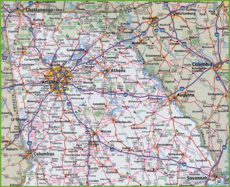 Map Of Northern Georgia | Printable Road Map Of Georgia Usa - Printable ...