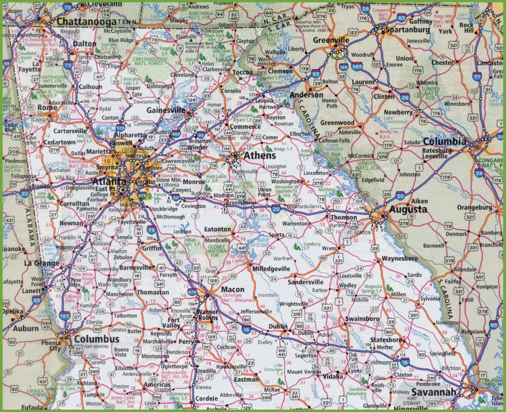 Map Of Northern Georgia | Printable Road Map Of Georgia Usa