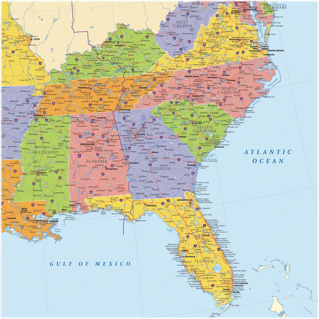 Us Map Southeast Printable Southeast Us Political Map Awesome | Printable Map Of Southeast Us